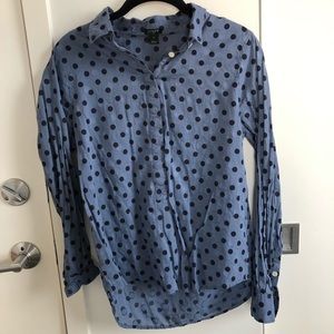 Polka dot partial button down